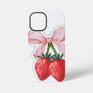 Funda Para iPhone 12 Mini Lazo de cinta rosa de fresa lindo Estética en espi