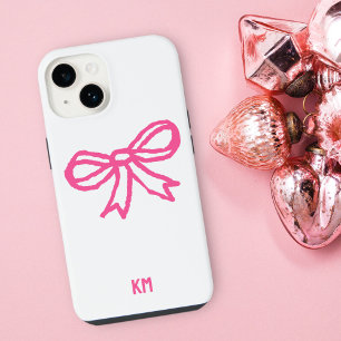 Funda Para iPhone 14 Lazo de Moño de Cinta de Monograma de Cabaña Bonit