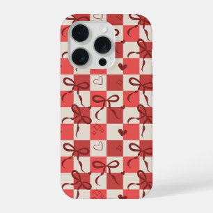 Lazo Rojo Adorable y Patrón de Cuadros con Corazon
