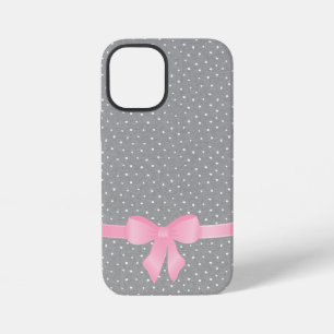 Funda Para iPhone 12 Mini lazo rosa en funda de iPhone Case-Mate gris y blan