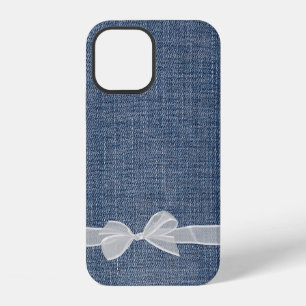 Funda Para iPhone 12 lazo sobre mezclilla azul