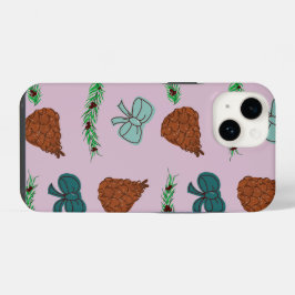 Funda Para iPhone 14 Lazos de Navidad y Piñas
