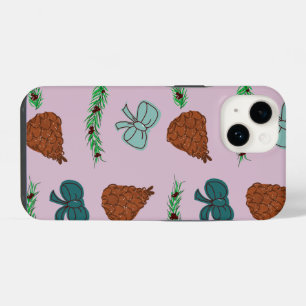 Funda Para iPhone 14 Lazos de Navidad y Piñas