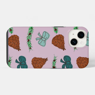 Funda Para iPhone 14 Lazos de Navidad y Piñas
