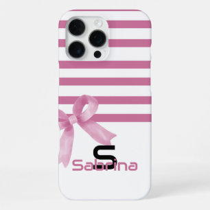 Funda Para iPhone 16 Pro Max Lazos de rayas de acuarela rosa lindos