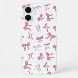 Funda Para iPhone 16 Plus Lazos lindos rosados y blancos