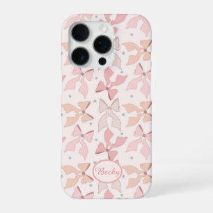 Funda Para iPhone 16 Pro Lazos pastel rosa Coquette