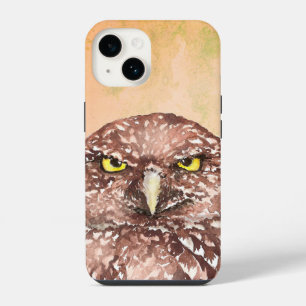 Funda Para iPhone 14 Lechuza de madriguera gruñona infeliz enfadada acu