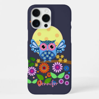 Funda Para iPhone 16 Pro Max Lechuza de primavera y nombre personalizado