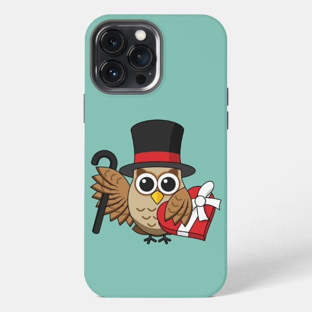 Funda Para iPhone Lechuza sofisticada con caja de chocolate para el  (Reverso )