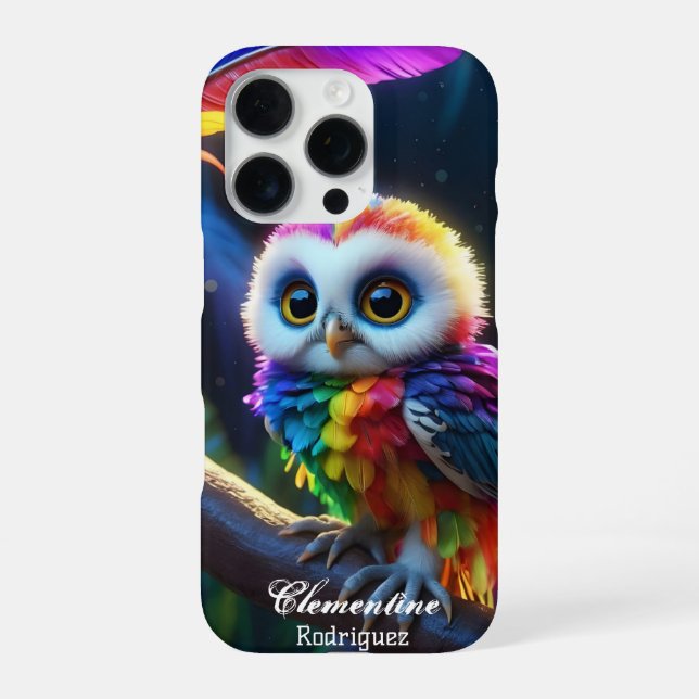 Funda Para iPhone Lechuza Tropical Arcoiris (Reverso)