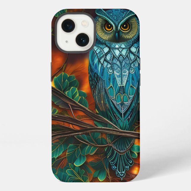 Funda Para iPhone Lechuza Turquesa (Reverso )
