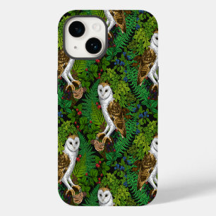 Funda Para iPhone 14 Lechuzas, helechos, roble y bayas
