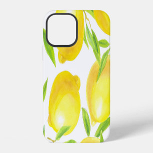 Funda Para iPhone 12 Lemones y hojas de acuarela: patrón.