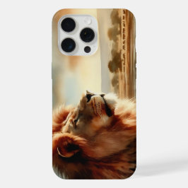 León acuarela en la sabana