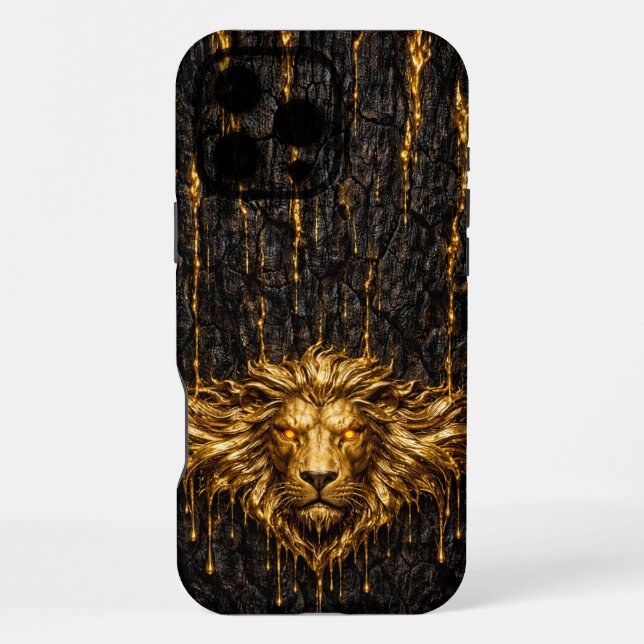 Funda Para iPhone León de Oro Líquido Corteza Dorada (Reverso )