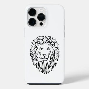 Funda Para iPhone 14 Pro Max León tribal blanco y negro