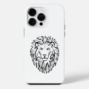 Funda Para iPhone 14 Pro Max León tribal blanco y negro
