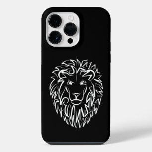 Funda Para iPhone 14 Pro Max León tribal blanco y negro