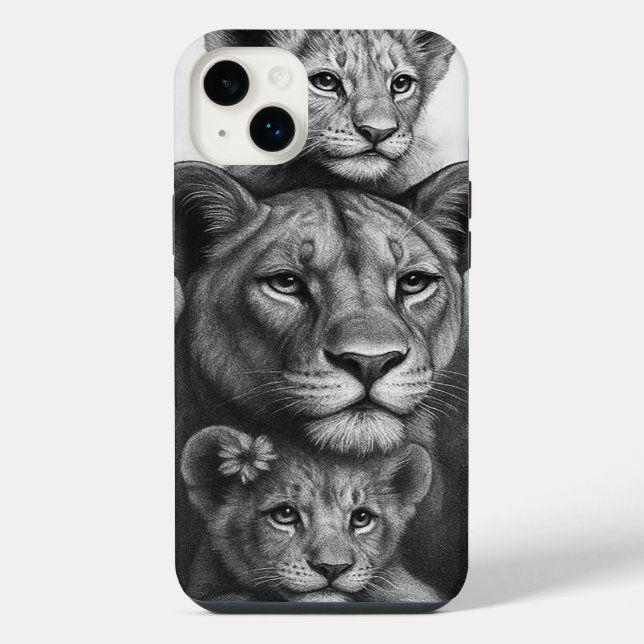 Funda Para iPhone Leona y cachorros (Reverso)