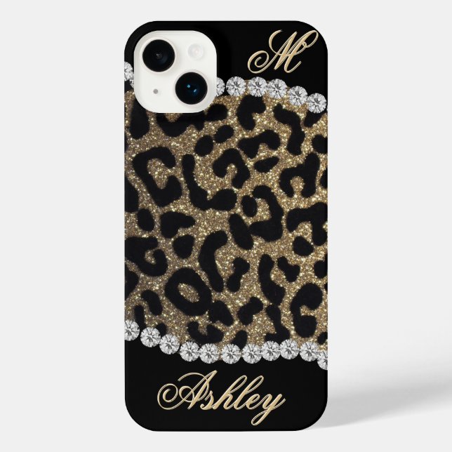 Funda Para iPhone Leopard and Diamond Monogram (Reverso )