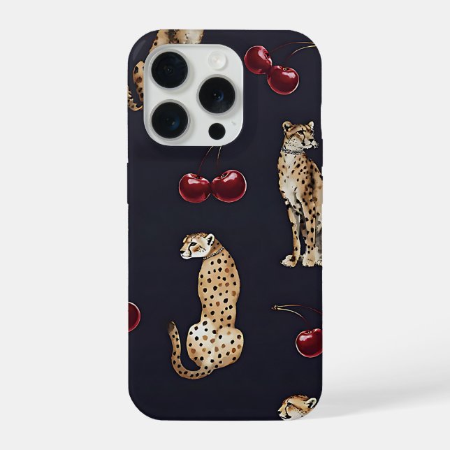 Funda Para iPhone Leopard Cherry Phone Case (Reverso )