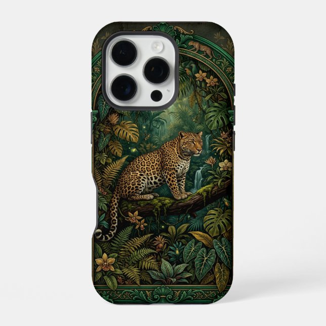 Funda Para iPhone Leopard on Branch Jungle | iPhone 16 Pro Case (Reverso )