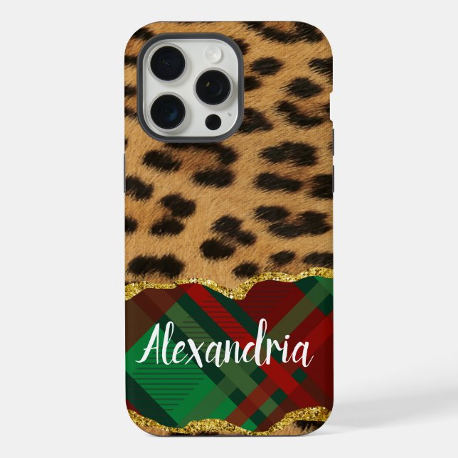Funda Para iPhone Leopard Plaid (Reverso )