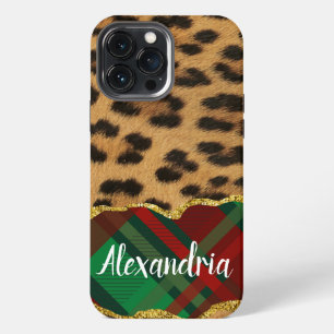 Funda Para iPhone 13 Pro Max Leopard Plaid