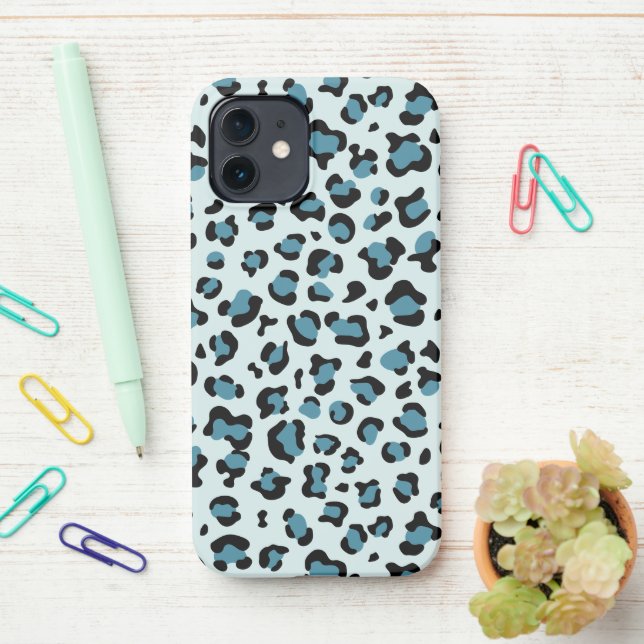 Funda Para iPhone Leopard Print, Leopard Spots, Blue Leopard (En el escritorio)