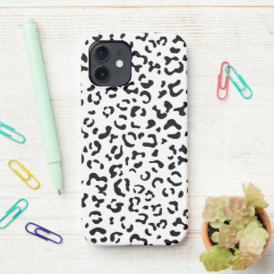 Funda Para iPhone 12 Leopard Print, Leopard Spots, Negro Y Blanco