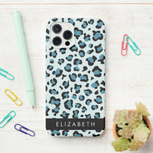 Funda Para iPhone 12 Pro Leopard Print, Spots, Blue Leopard, tu nombre