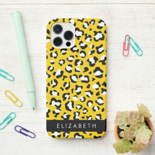Funda Para iPhone 12 Pro Leopard Print, Spots, Yellow Leopard, tu nombre