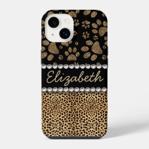 Funda Para iPhone 14 Leopard Spot Pw Impresiones Diamante de imitación