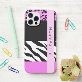 Funda Para iPhone 12 Pro Leopardo Print, Zebra Print, Pink, Your Name