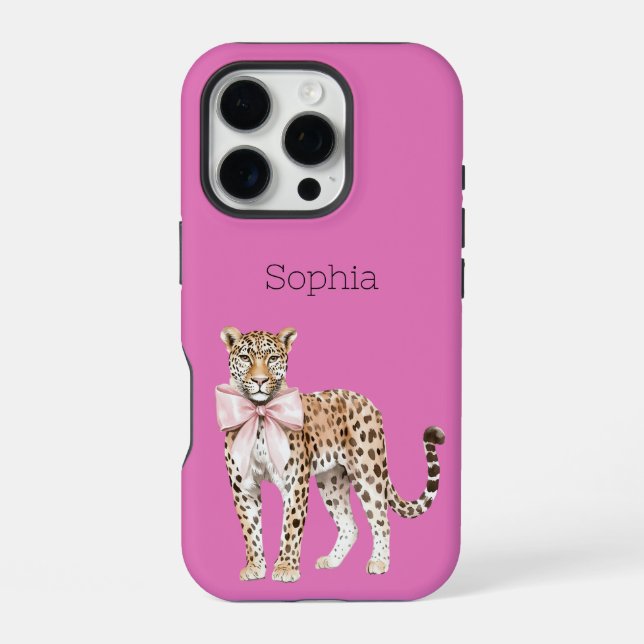 Funda Para iPhone Leopardo rosa (Reverso )
