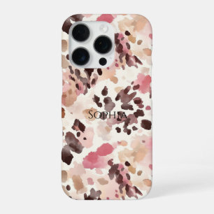 Funda Para iPhone 16 Pro Leopardo Rosa Crema Marrón