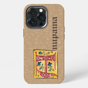 Funda Para iPhone 13 Pro Letra A iluminada floral medieval monograma