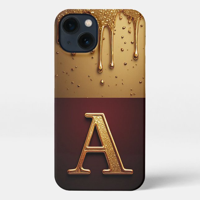 Funda Para iPhone 💎 Letra Inicial 'A' en Glitter Negrita con Líquid (Reverso )