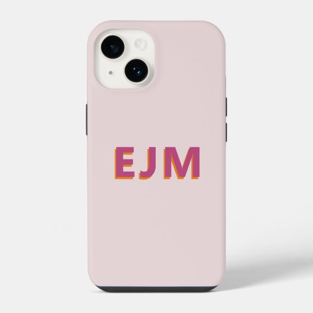 Funda Para iPhone Letra Inicial de Monograma Simple Rosa Pálido Mode (Reverso )