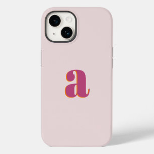 Funda Para iPhone 14 Letra Inicial Monograma Simple Moderno Rosa