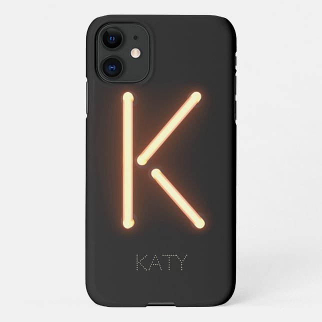 Funda Para iPhone Letra K Neon Light personalizada (Reverso)