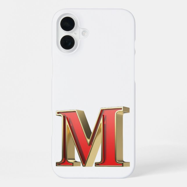 Funda Para iPhone Letra M de vidrio roja (Reverso )