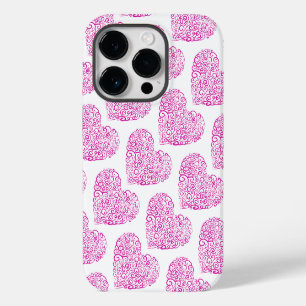 Funda Para iPhone 14 Pro Letra manuscrita en espiral corazón rosa para el D