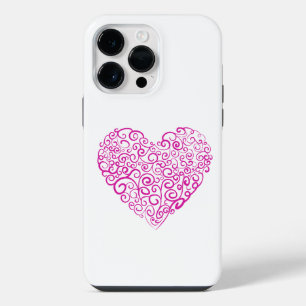 Funda Para iPhone 14 Pro Max Letra manuscrita en espiral corazón rosa para el D