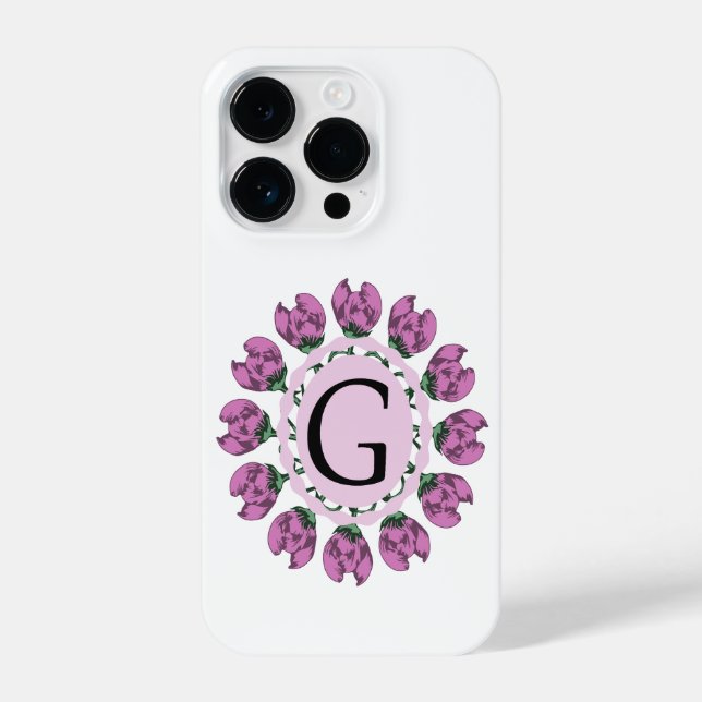 Funda Para iPhone Letra mayúscula G monograma floral (Reverso )