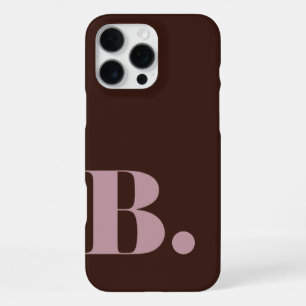Funda Para iPhone 16 Pro Max Letra minimalista rosa polvorienta marrón oscuro e