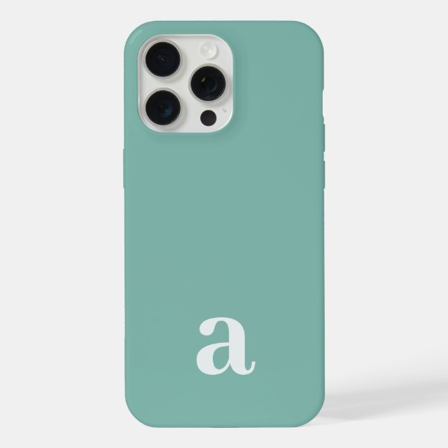 Funda Para iPhone Letra Minúscula de Monograma Azul Turquesa Minimal (Reverso )
