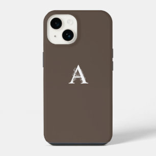 FUNDA PARA iPhone 14 LETRA MONOGRAMA A COLOR MINIMALISTA MARRÓN