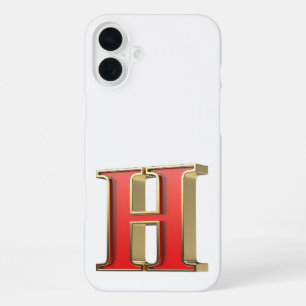 Funda Para iPhone 16 Plus Letra roja de vidrio H